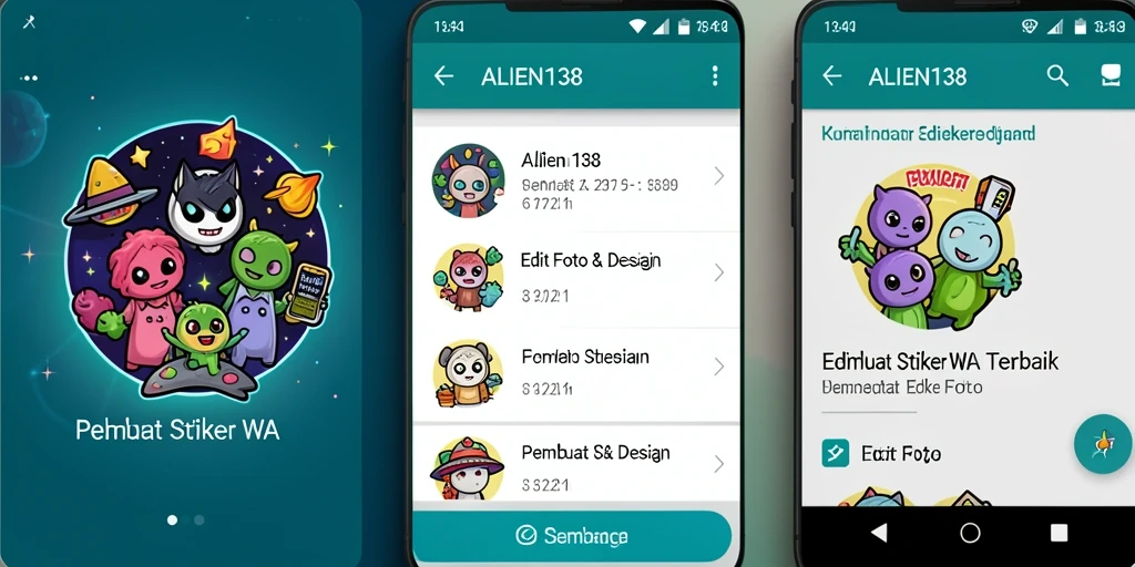 Antarmuka ALIEN138 yang mudah digunakan untuk membuat stiker WA kustom.