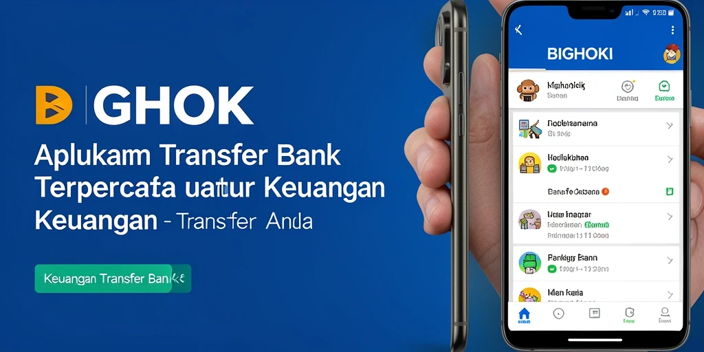 Tampilan antarmuka BIGHOKI untuk transaksi Transfer Bank yang mudah.