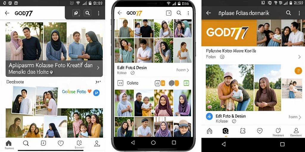 Antarmuka GOD77 yang menarik untuk membuat kolase foto.