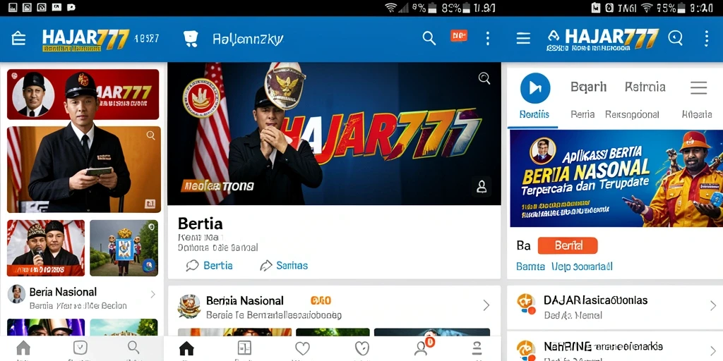 Tampilan antarmuka aplikasi berita nasional HAJAR777 yang menarik dan informatif.
