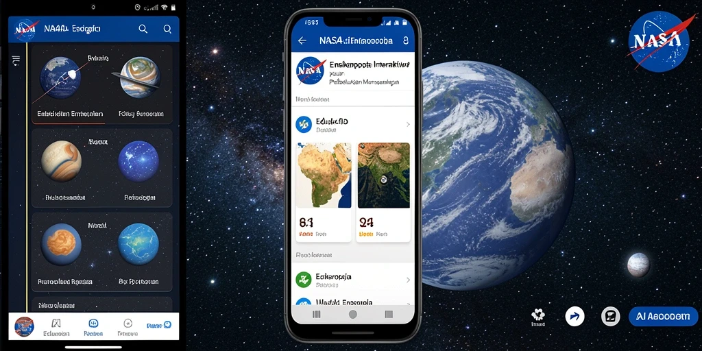 Tampilan antarmuka aplikasi Ensiklopedia NASA4D yang menarik dan interaktif.