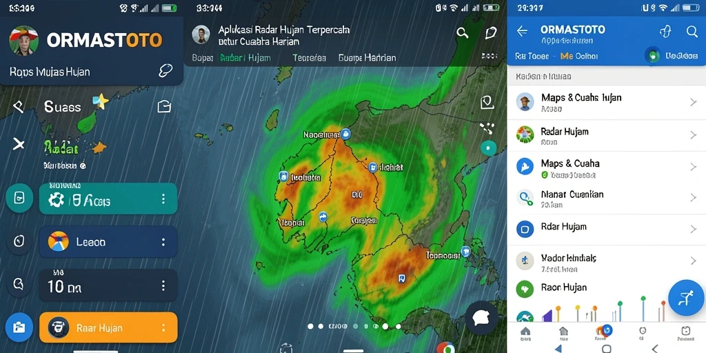Antarmuka pengguna aplikasi ORMASTOTO yang menampilkan radar hujan.