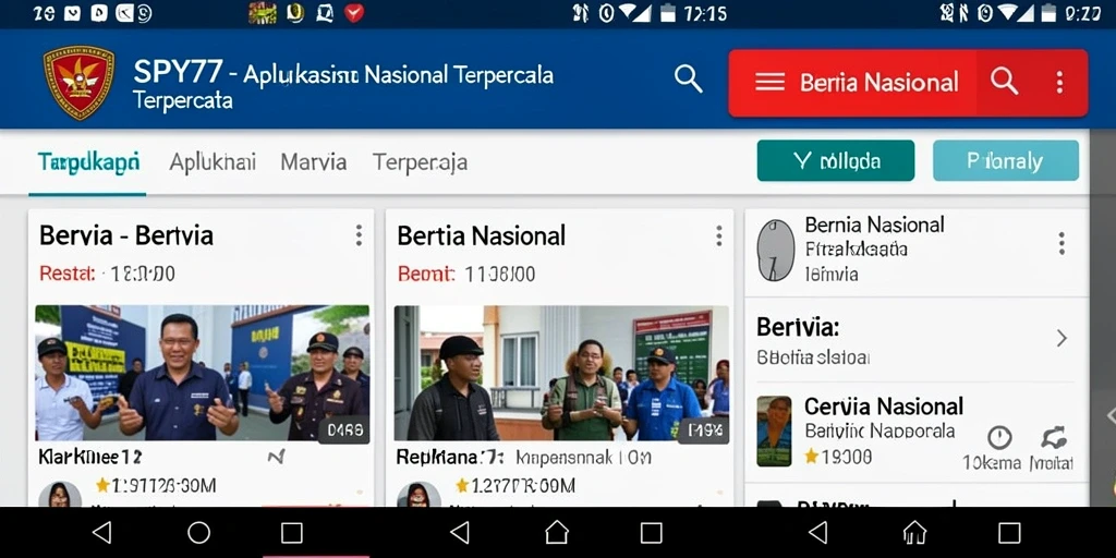 Antarmuka pengguna SPY77 yang menampilkan berbagai berita nasional.
