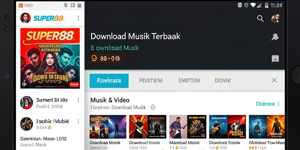 Screenshot antarmuka SUPER88 yang menampilkan fungsi Download Musik.