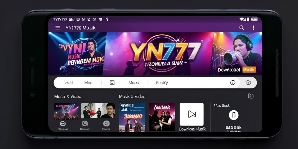 Antarmuka YN777 menampilkan fungsi Download Musik yang mudah digunakan.