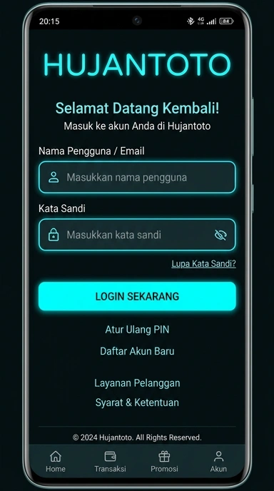 Masuk Akun Hujantoto untuk Pengguna Android